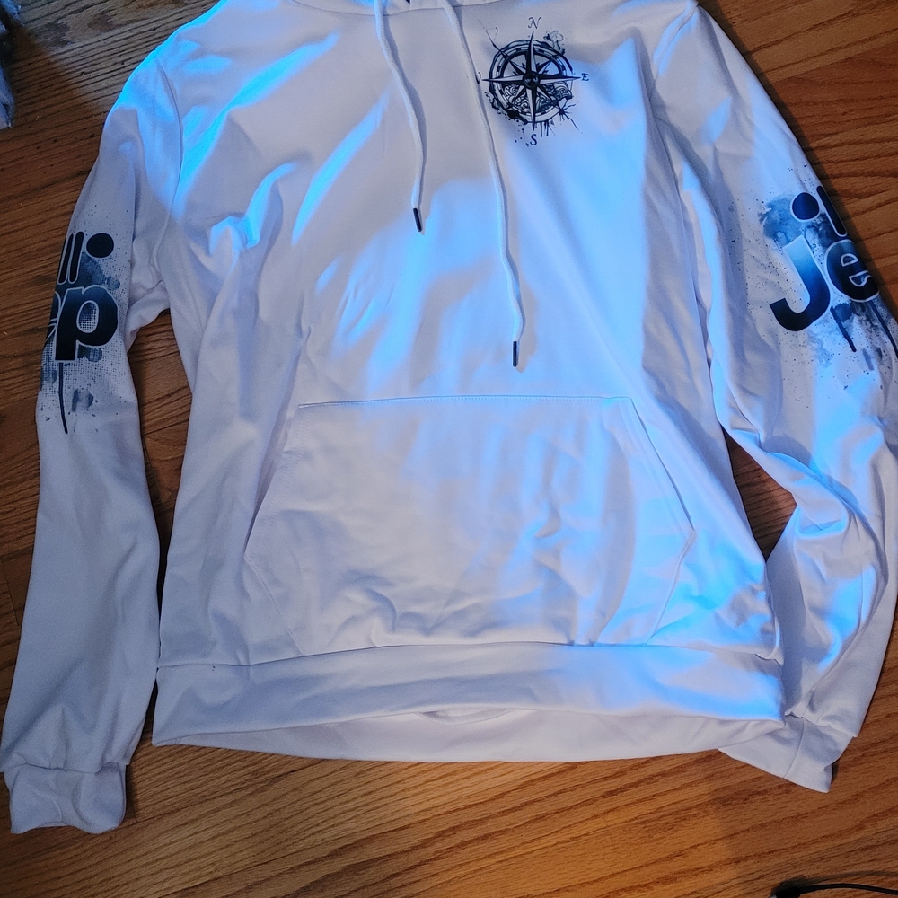 White Jeep Hoodie with Compass Design